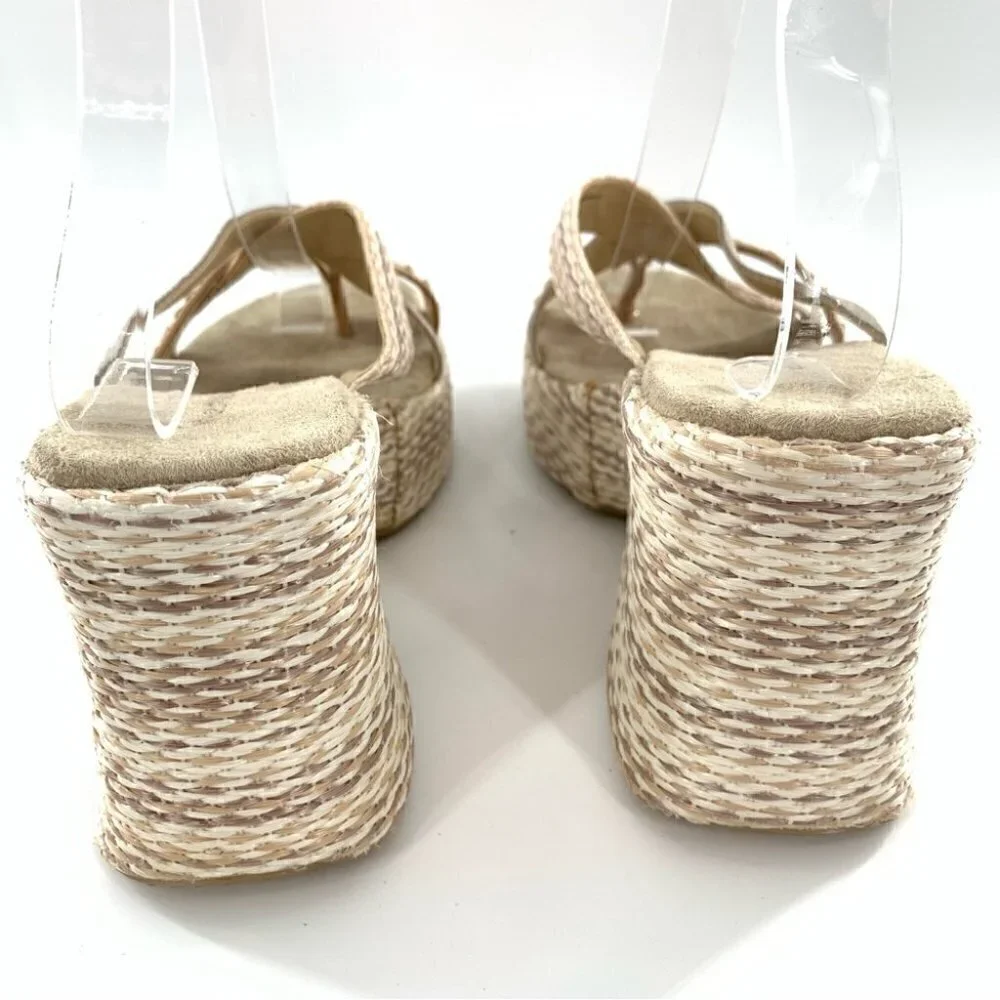 Xhilaration sandals 9 gray tan leather suede chunky platforms vintage y2k 90s